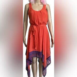 mark. Orange Pleated Tie Front Sundress for Wedding Guest